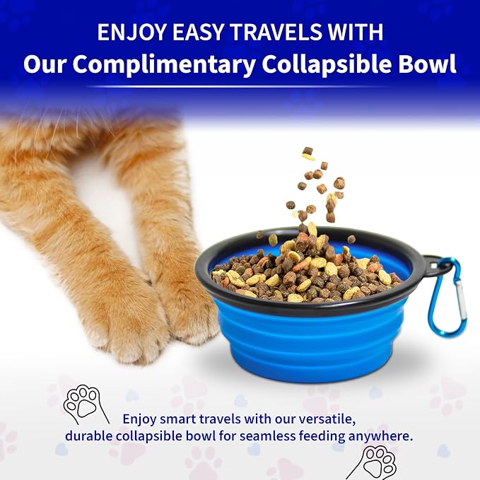 Pet Fit For Life Vibrant Collapsible Travel Cat Litter Box 16"x12"x5" Black | Portable, Foldable Pop-Up Litter Box with Bonus Water Bowl. Folds Flat for Compact Storage During Travel and Camping.