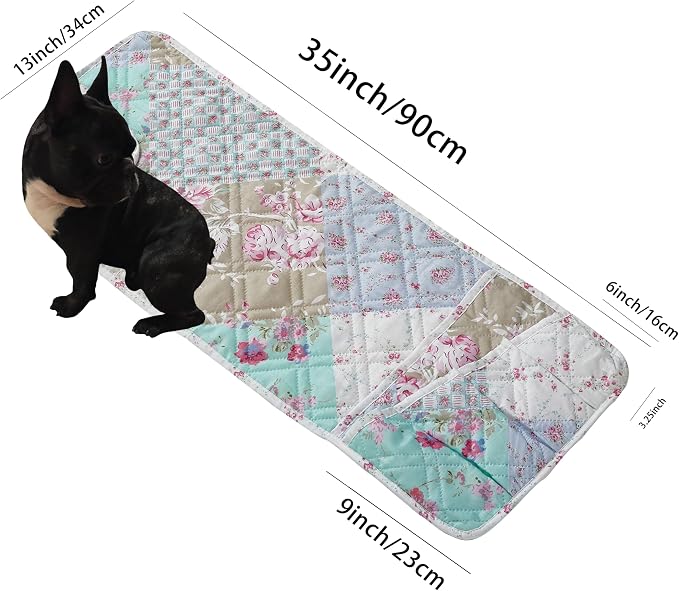 Brilliant Sunshine Blue & Green Roses Couch Armrest Cover, 35"×13" | Washable Magazine Holder, Armrest Organizer & Caddy on Sofa, Recliner, Armchair, Storage for Remote Controls, Phone, iPad