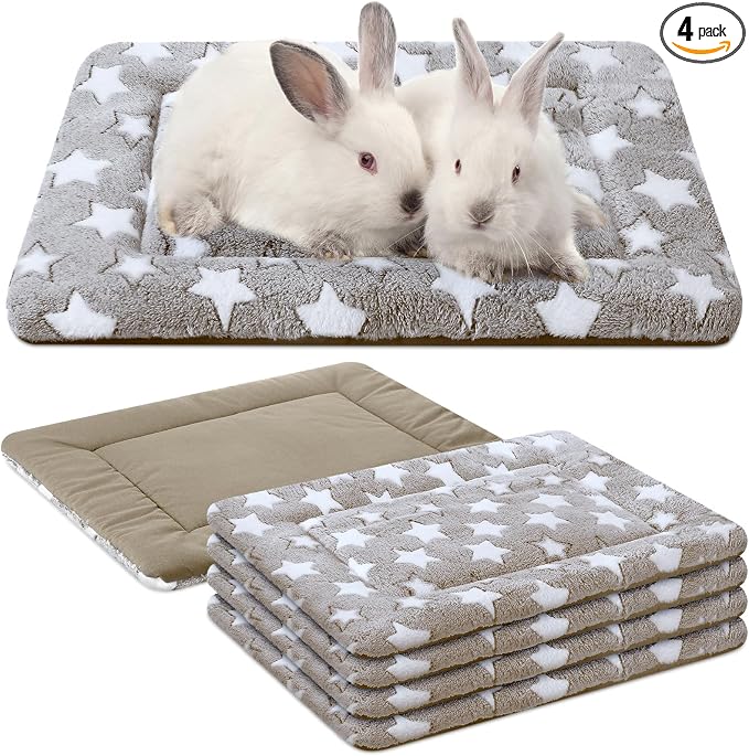 4 Pcs Dog Crate Pads Soft Warm,18 x 14 x 1.6 Inch,Star,Apricot | Ultra Soft Warm Washable Anti-slip Kennel Bed Mat for Pets,Reversible Replaceable,for Small Medium Large Dogs and Cats