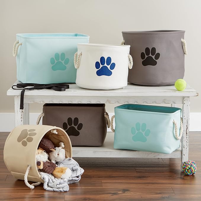 Bone Dry Pet Storage Collection Collapsible Bin, Medium Round, Gray