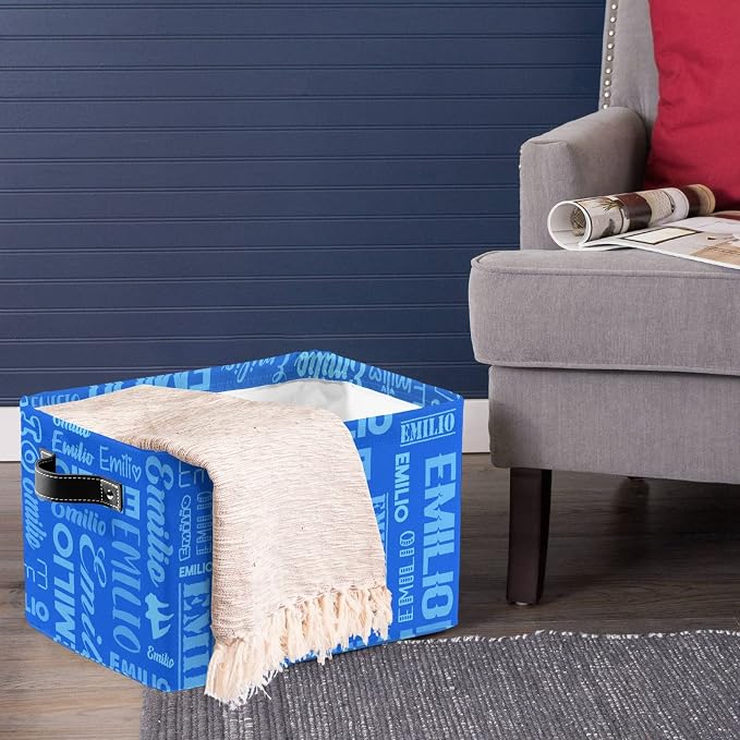 Personalized Toy Box Storage Bins for Boys Girls with Name, Kids Custom Storage Basket Cubes Organizer with Handles, Shelf Closet Storage Baskets Bin Customized Gift, 1 Pack
