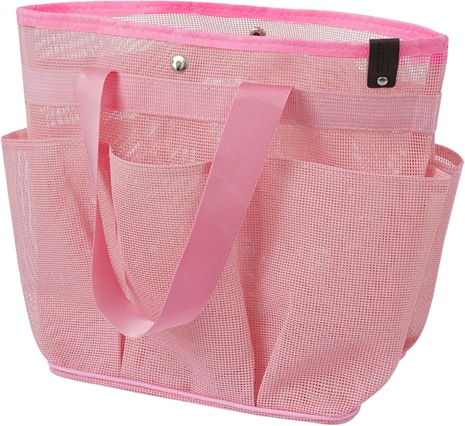 Mesh Horse Grooming Tote Bag Breathable Waterproof, 6 Pockets Horse Grooming Kit Tool Bags, Horse Cleaning Totes for Cleaning Supplies, Pet Grooming Organizer for Horse Cow Cat, Pink&Hot Pink