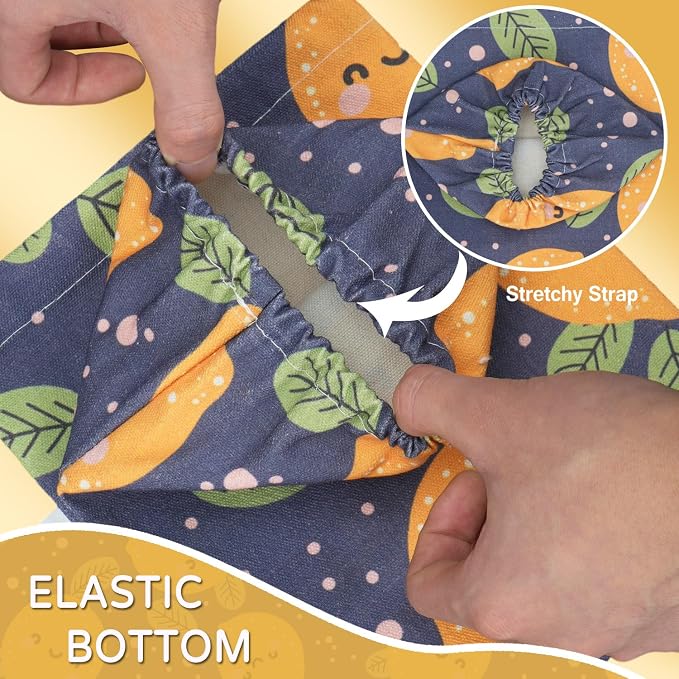 Plastic Bag Holder, Reusable Grocery Bag Holder for Plastic Bags Groceries Store, Flower Canvas Trash Plastic Bag Organizer Storage Holders for Home Kitchen Pantry Decor (Blue Lemon)