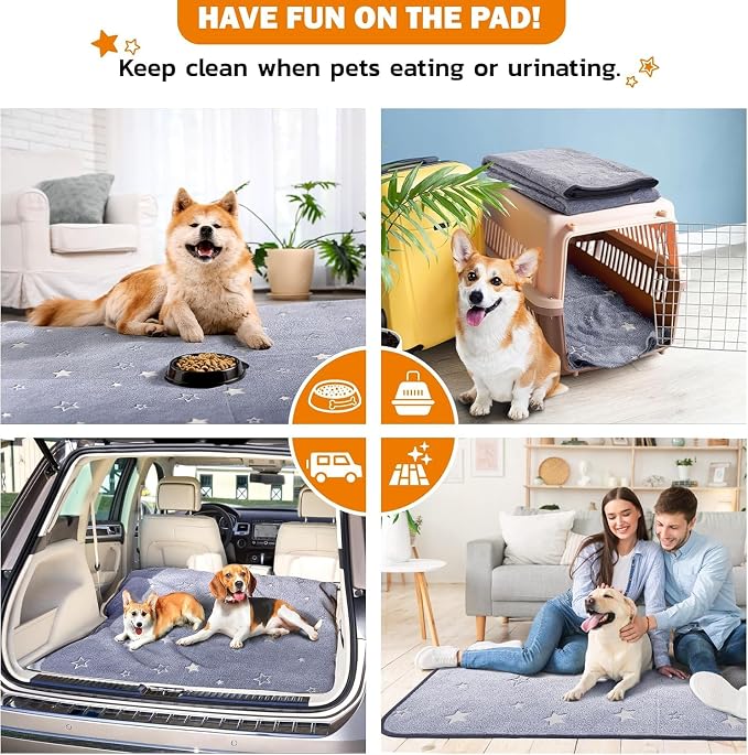 LOOBANI 48 x 48 Washable Pee Pads for Dogs 2 Packs for Playpen, Crate & Car | Super Absorbent, Non-Slip Backing, Soft Plush, Quick-Dry, Machine Washable, Reusable, Perfect for Crate & Car, Grey