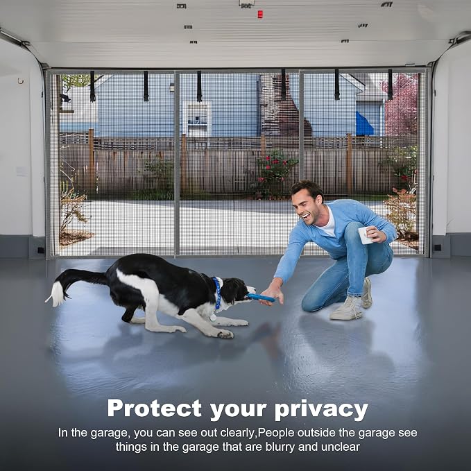 LIAMST Privacy Garage Door Screen Blackout for 2 Car Garage-16x10FT Privacy Silver Grey Heavy Duty Magnetic Garage Screen, Hands Free, Magnetic Privacy Garage Screen Door