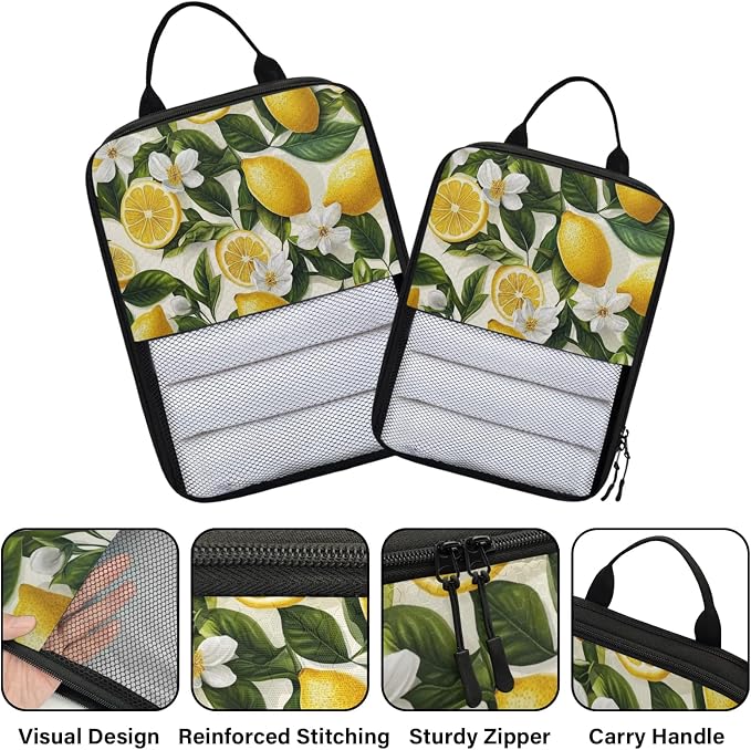 Lemon 6 Set Compression Packing Cubes Fruits Leaves Expandable Packing Organizer for Travel Accessories Luggage Suitcase Bag