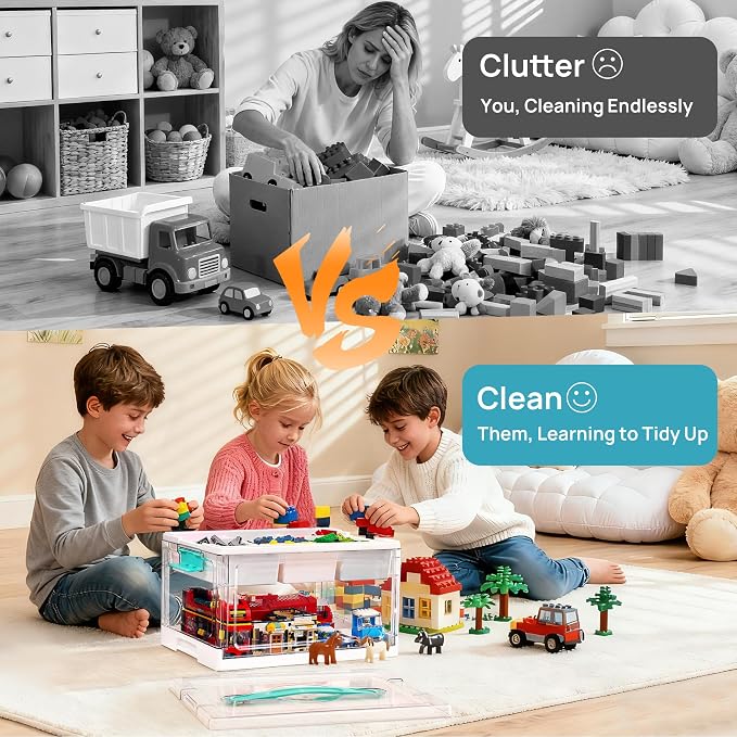 Vtopmart 24 QT Clear Craft Organizer with Removable Tray & Dividers, 1 Pack | Storage Box for Coloring Books, Modeling Clay, Molds and Art Supplies, Keeps Craft Materials Organized and Easy to Access