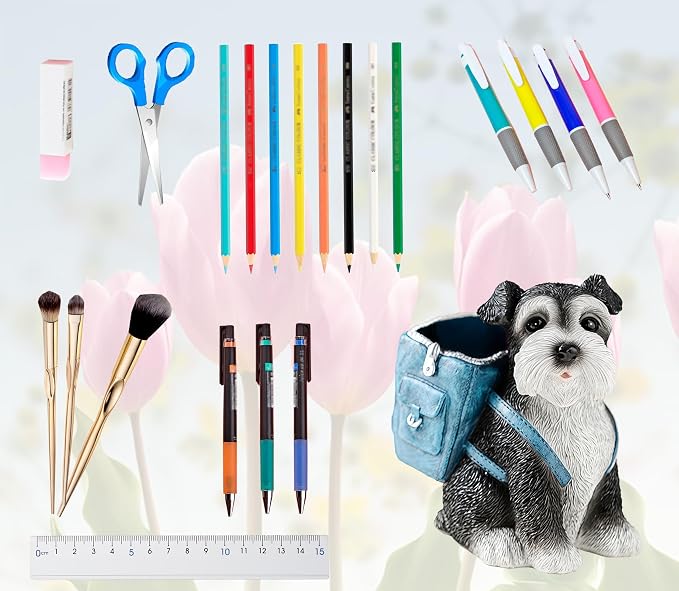 Funny Dog Pen Holder, Pen Holder for Desk Cute, Schnauzer Gifts for Women | Dog Lover Gifts, Desk Pen Organizer, Lovely Decor for Home Office School Desk