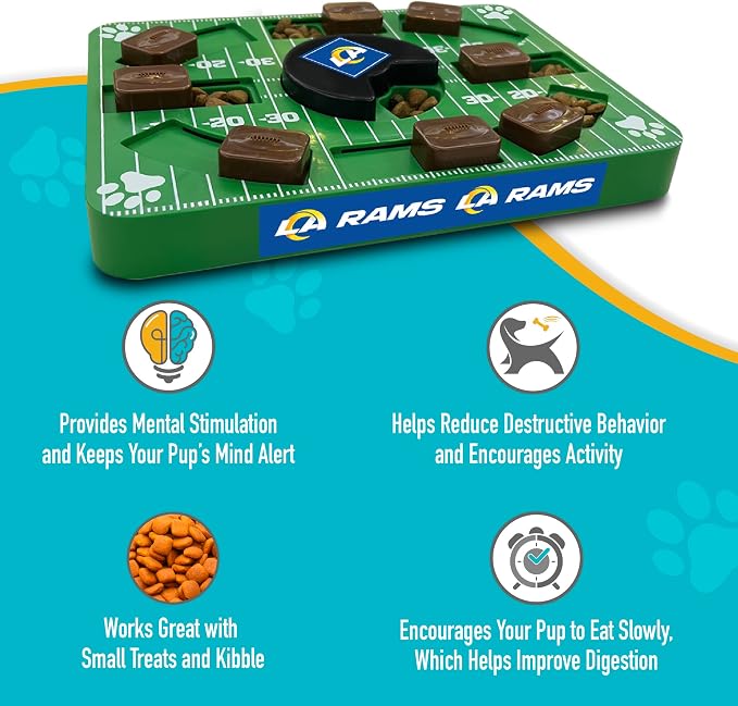 Pets First NFL Los Angeles RAMS Puzzle Toy, Puzzle Treat Dog Toy, Interactive Dog Treat Toy, Dog Puzzle