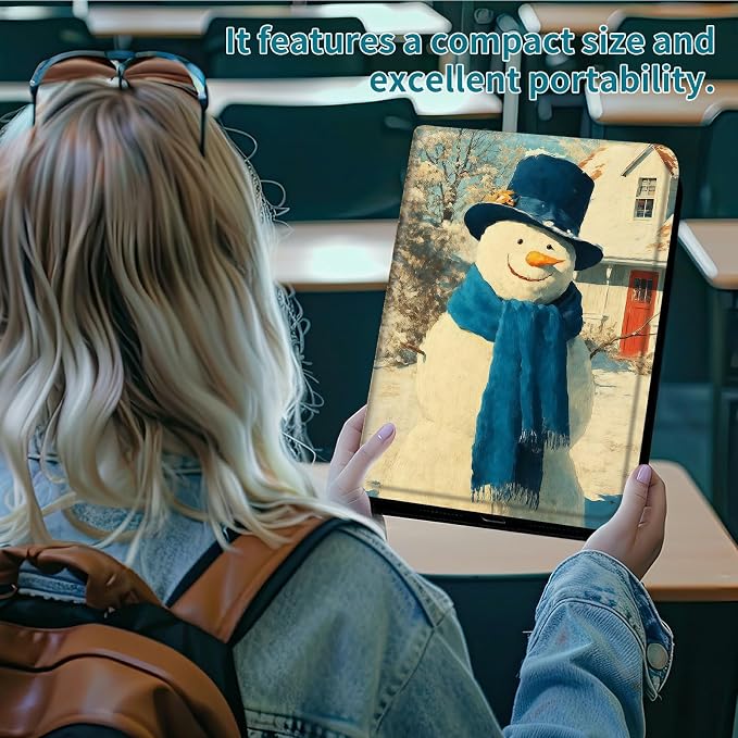 Case for Samsung Galaxy Tab A 8.4" 2020 SM-T307, 360 Degree Rotating Stand with Multi-Angle Vertical & Horizontal Viewing Shockproof Protective Shell for Women Men, Blue Towel Snowman