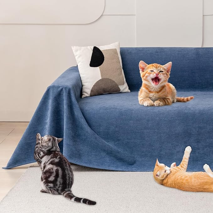 Loiion Cat Scratch Proof Furniture Protector Waterproof Sofa Cover 118"x71" | Pet-Friendly Couch Protector, Anti-Scratch & Anti-Slip Sofa Cover For Cats Dogs Kids, Machine Washable