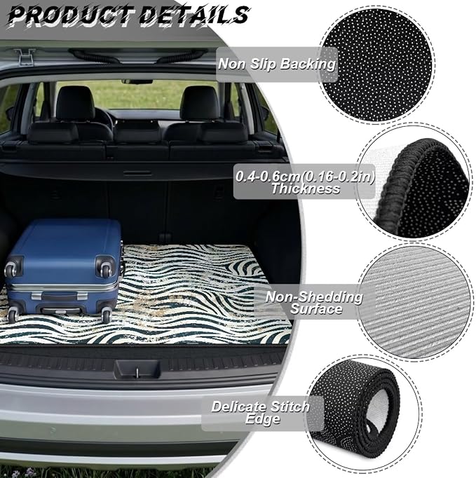 Zebra Print Trunk Protection Cargo Liner 29" x 39", Universal All Weather Car Trunk Mat for SUV Truck, Non Slip Washable Durable Pet Friendly Rear Trunk Mats