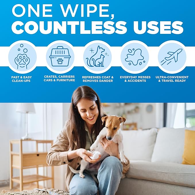 POOPH® Pure Wipes™ – 100 Count Pack – Gentle & Fast Odor Control – Fragrance-Free – No Harsh Chemicals – Multi-Purpose Pet & Surface Cleaning