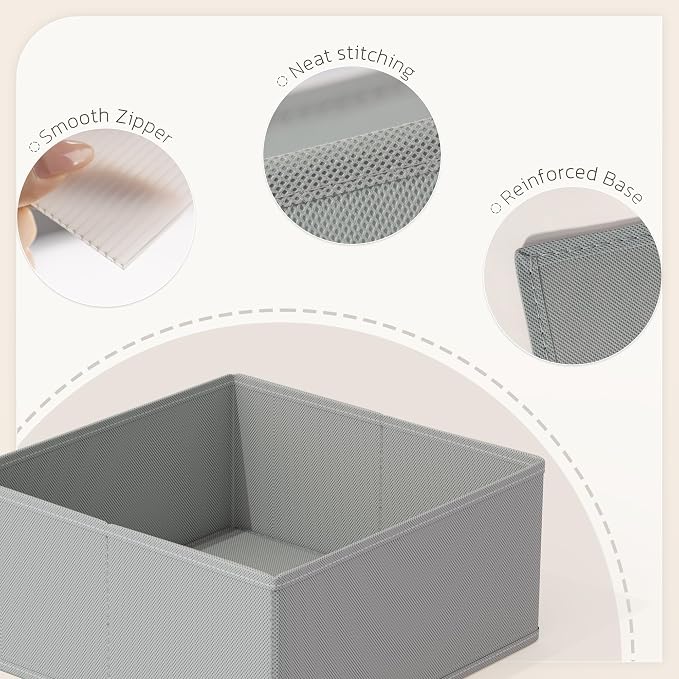 Drawer Organizer, 16 Pack Baby Dresser Organizer for Nursery, Foldable Closet Organizers and Storage Dresser Dividers for Clothes, Socks, Scarves, Ties (Gray)