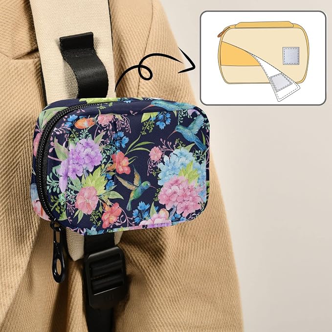 Hummingbird Floral Pill Case, Weekly Portable Pill Bag Container 7 Days Pill Box Organizer Vitamin Supplement Holder with Zipper for Travel Family Business