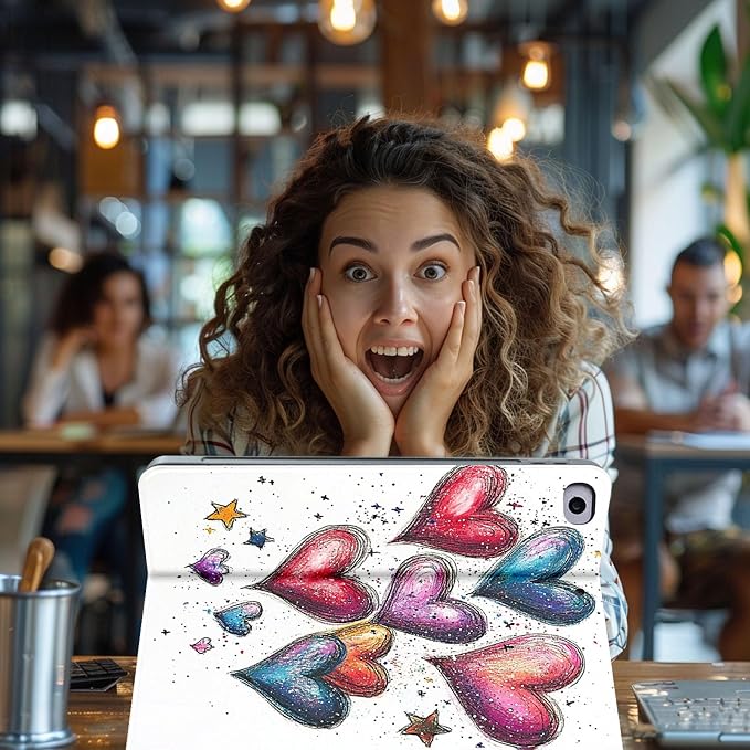 for Microsoft Surface Pro 8-13" 2021 Tablet Case,Auto Wake/Sleep,Adjustable Stand Protective Cover - Colorful Heart
