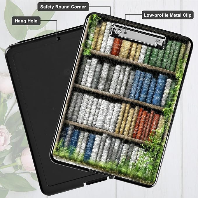 Heavy Duty Storage Clipboard, Slim Nursing Clipboard with Internal Pen Case, Portable File Organizer Case for A4 Letter Size Paper Office Medical Professionals, Green Books