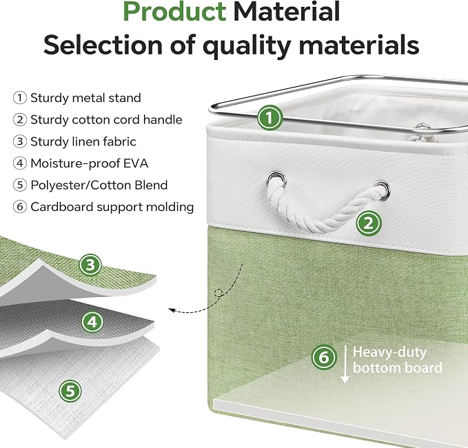 ECDYQXVU 13x13x13 Inch Storage Cube Bins Foldable Organizer Baskets 6 Pack | Soft Cotton Handles, Premium EVA Fabric, Hard Cardboard Bottom, Sturdy Metal Rim, Closet Shelf, Living Room, Bedroom, Laundry