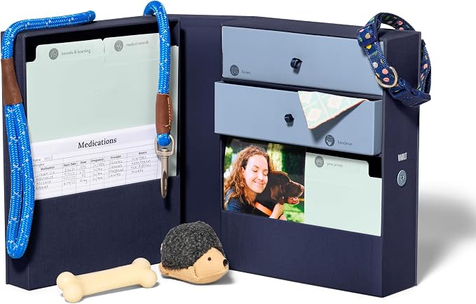 Savor | Pet Memorial Box for Dog, Cat, and Other Pets | Personalizable Pet Loss Sympathy Gift and Keepsake Box for Vet Records, Tags, Collars, Toys | Mother’s Day Gift for Moms (Blue, Harper Style)