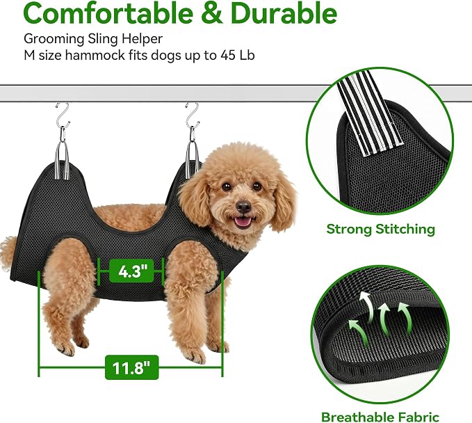pickpiff Dog Grooming Table with Arm, 35.5" L×23.6" W x 30" H Foldable Heavy Duty Pet Grooming Station with Adjustable 33.5" Height Arm, Hammock & Nooses, Tray, Non-Slip Waterproof Tabletop
