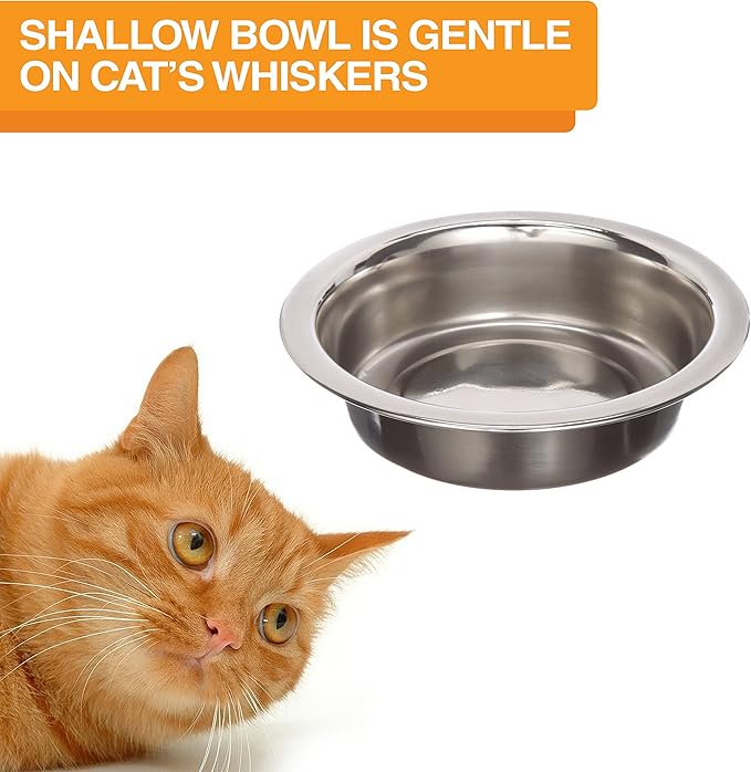 Neater Feeder Deluxe Mess-Proof Elevated Cat Bowls, 2 Height Adjustable (6” & 7.5”) No-Spill Raised Cat Bowl Stand, Whisker Friendly Stainless Steel Dishes for Indoor Cats, Made in USA, Cappuccino