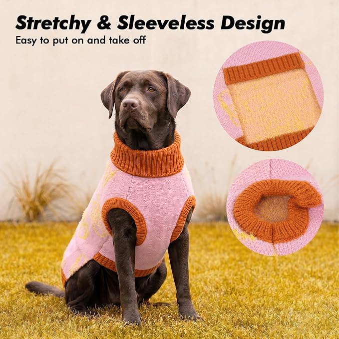 IDOMIK Dog Knitted Sweater for Puppies Cats, Soft Stretchy Dog Sweater,XS | Sleeveless Pet Pullover with Leash Hole, Cozy Knitwear with Foldable Turtleneck, Warm Winter Dog Clothes for Small Pets