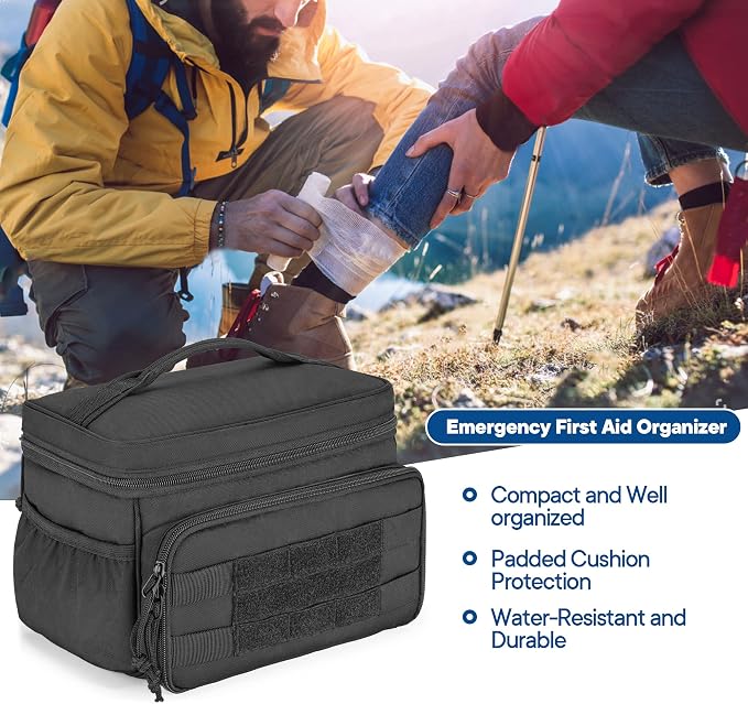 Damero Small Medicine Storage Bag Empty, Family First Aid Box with Divider | Emergency Trauma Kit Organizer Bag First Aid Bag, Multi-Pockets for Medical Supplies, for Hiking, Camping and Home, Bag Only