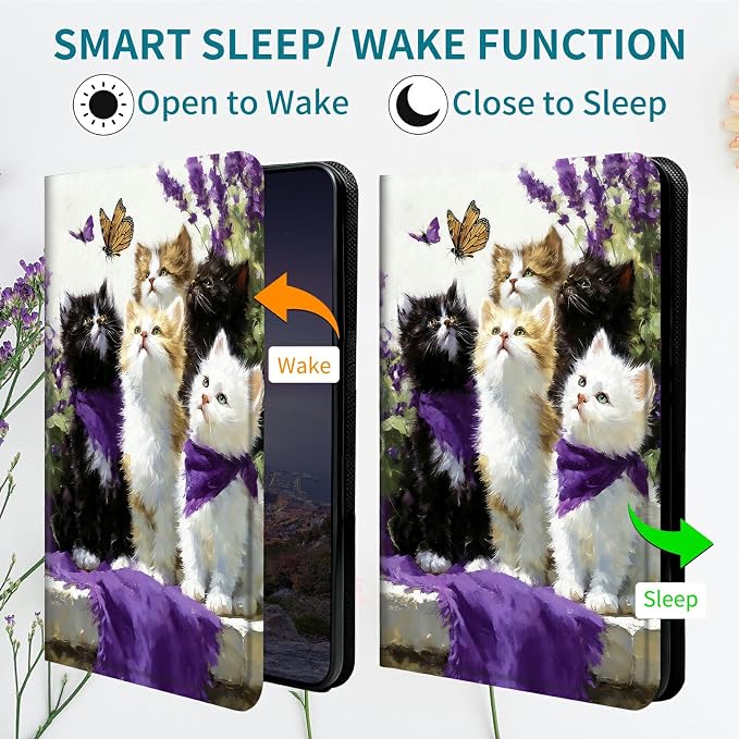 Case for Samsung Galaxy Tab A8 10.5" 2022 SM-X200/X205/X207, 360 Degree Rotating Stand with Multi-Angle Vertical & Horizontal Viewing Shockproof Shell for Women Men, Lavender Cat