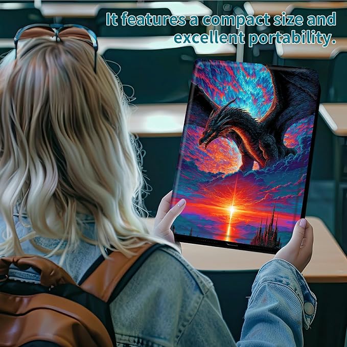 Case for Samsung Galaxy Tab S10 Plus 2024/S9 FE+/S9 Plus 12.4" 2023, 360 Degree Rotating Stand with Multi-Angle Vertical Shockproof Protective Shell for Women Men, Sunset Dragon