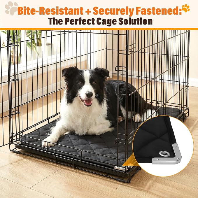 Brobear 35" x 22"Chew Proof Crate Pad for Aggressive Chewers | 35" x 22",With Reinforced Metal Edges and Metal Rings, Suitable for Stubborn Chewers and Puppies in Teething Stage Suitable