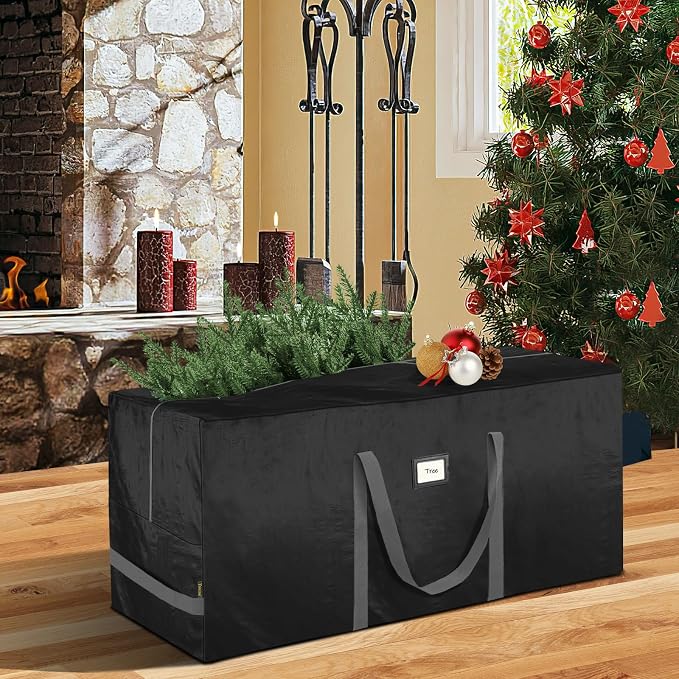 BALEINE 7.5 ft Extra Large Christmas Tree Storage Bag - Heavy Duty with Reinforced Handles and Dual Zippers for Wide Opening (Black)