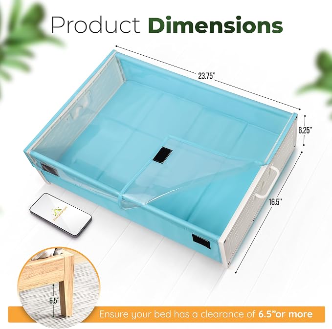 Under Bed Plastic Drawers with Rolling Wheels - Storage Containers with Dual Handles for Easy Access - Space Saving Organizer for Shoes and Clothes