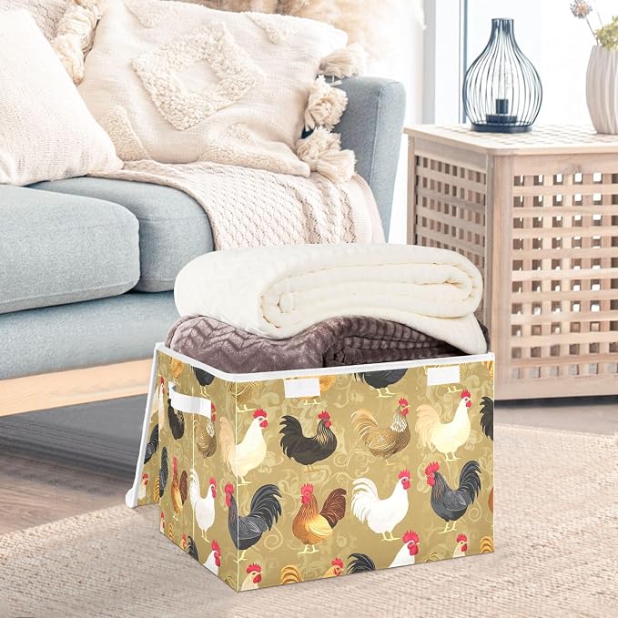 Art Pet Chicken Gold Stackable Storage Bins Organizer And Storage Lidded for Bed Sheet Under Bed