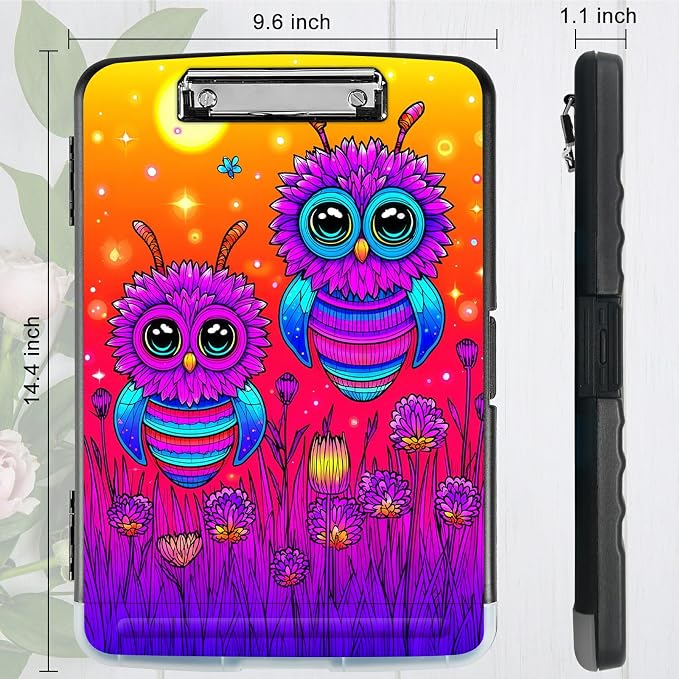 A4 Clipboard with Storage Pen Holder, Clipboards Organizer Nursing Clipboard Foldable File Folder Plastic Clipboard Folio Clip Board for Office Work Classroom Doctor, Honey Sunset