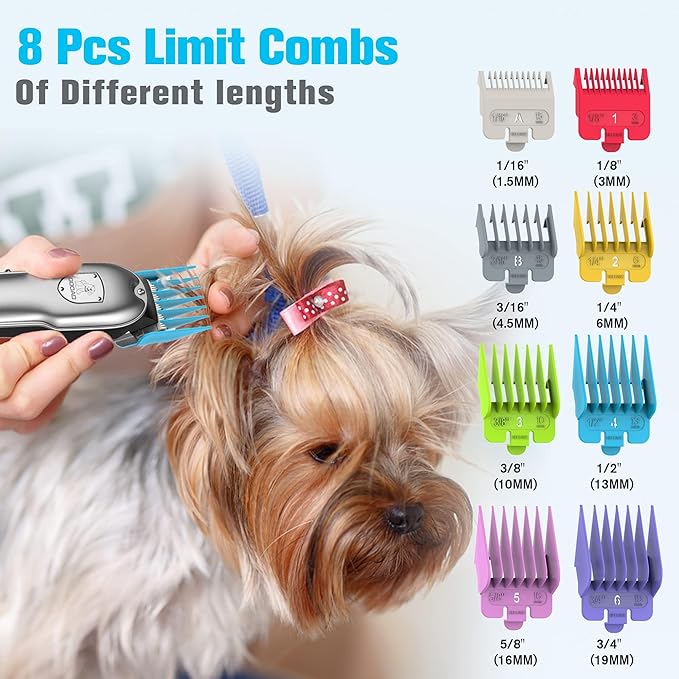 Dog Clippers for Grooming for Heavy Thick Hair&Coats,Low Noise Dog Hair Trimmer,Rechargeable Cordless Pet Shaver with Stainless Steel Blade, Dog Grooming Kit for Small Large Dogs Pets (Sliver)