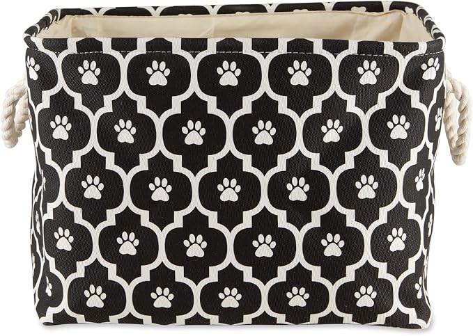 Bone Dry Pet Storage Collection Lattice Paw Print, Black, Small Rectangle