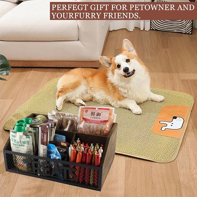 dog treat jar dog treat container for countertop Dog Treat Container Wooden grid snack storage box trapezoid cat treat jar Desktop treat bar