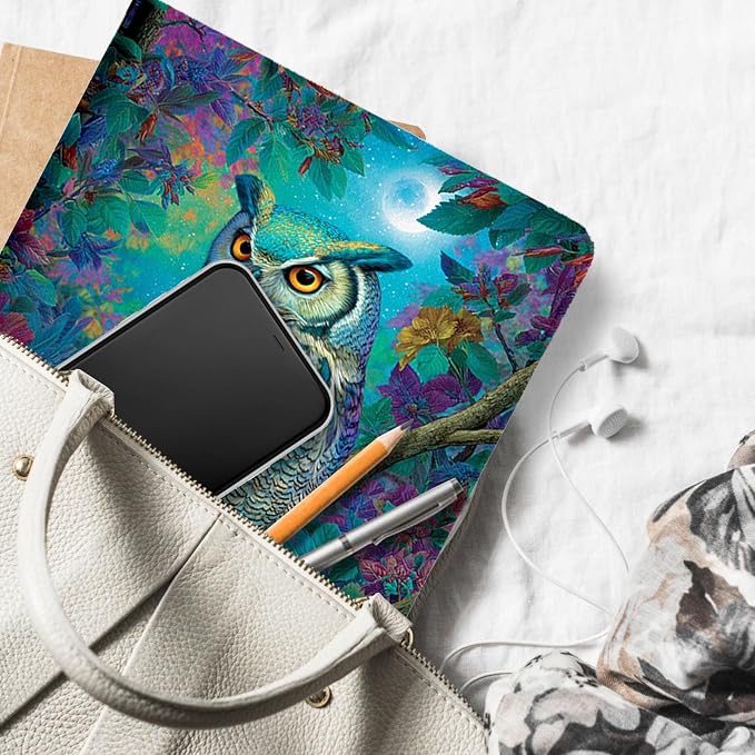 for Microsoft Surface Pro X/Pro X Plus-13 2019/2020/2021/2024 Tablet Case,Auto Wake/Sleep,Adjustable Stand Protective Cover - Owl Forest Luminous