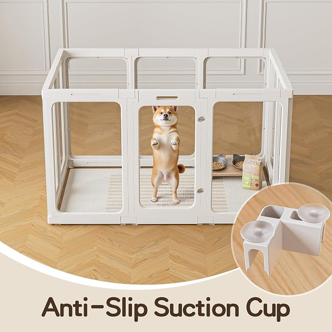Jalove 30" H Clear Acrylic Dog Playpen Indoor, Easy Assemble Whelping Crate | Ideal for Small to Medium Dogs,Puppy Rabbit Ferret Transparent Pet Pen, Kennel Cage Enclosure, White, 10PCS