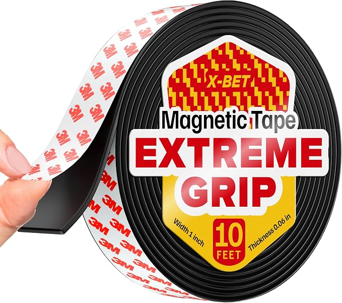Super Sticky Magnetic Tape for DIY & Crafts, 10ft x 1in (3m x 2.5cm) | Strong Magnet Strip, Adhesive Backing, Easy to Cut & Mount, For Fridges, Whiteboards & More
