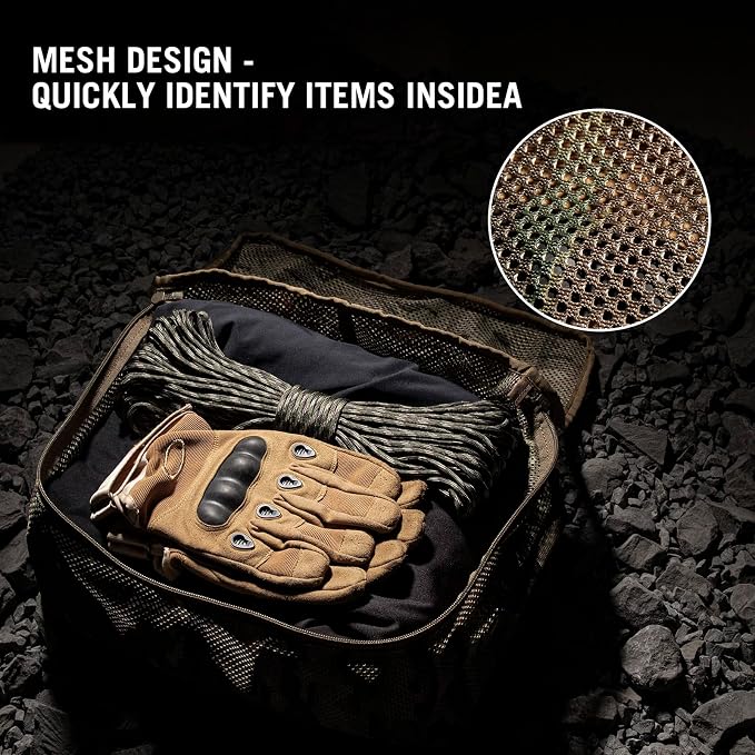 3 PCS Tactical Modular Packing Cubes, Large Capacity Mesh Storage Bag,Outdoor Travel Organize Storage Pouches Bags.