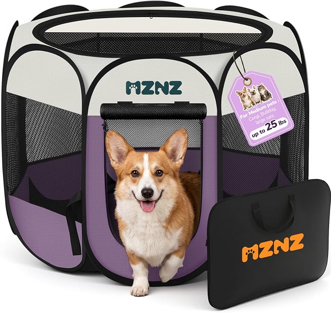 Dog Cat Small Animal Puppy Playpen Crate, Medium, Purple