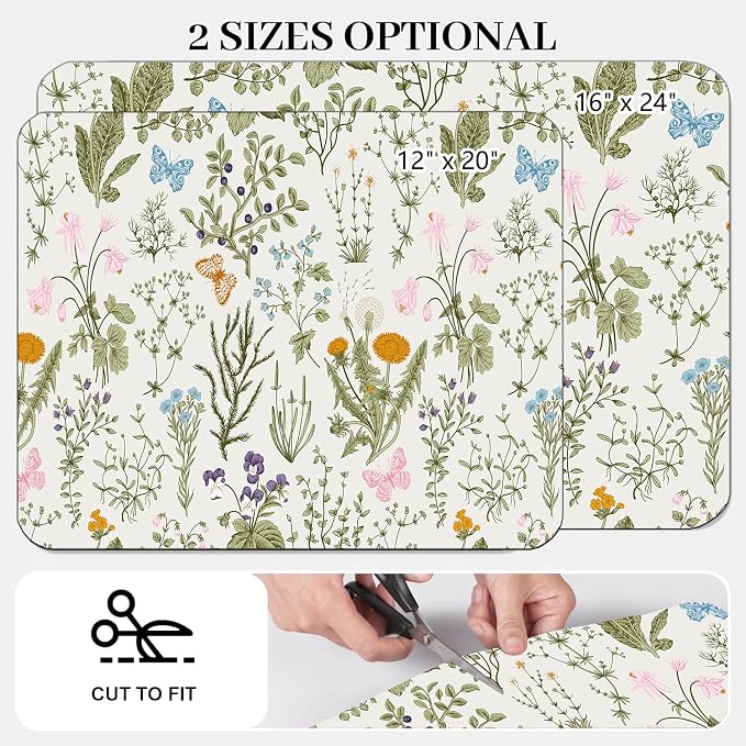 Dish Drying Mat For Kitchen Counter, 12"X20" Absorbent Coffee Bar Mat With Watercolor Painting Of Plants And Flowers Dish Drainer Rack Mat For Kitchen Counter (flower, 12"X20")