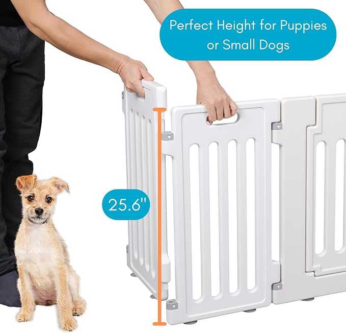 BIRDROCK HOME Pet Playpen with Door | 12 Panel | Strong Plastic | Puppy Safety Fence Pen Playpen | Non-Slip and Secure Dog Gate | White | 13-Panel Durable Plastic Playpen for Puppies and Small Dogs, Pet Pen with Non-Slip Suction Cups, Indoor/Outdoor Pe...