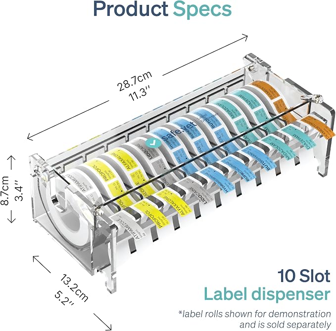 Veterinary Syringe Label Dispenser by Safe Vet | Countertop Injectable & Pharmacy Label Organizer for Vet Clinics, ICU, Surgery & Anesthesia (10 Slots)