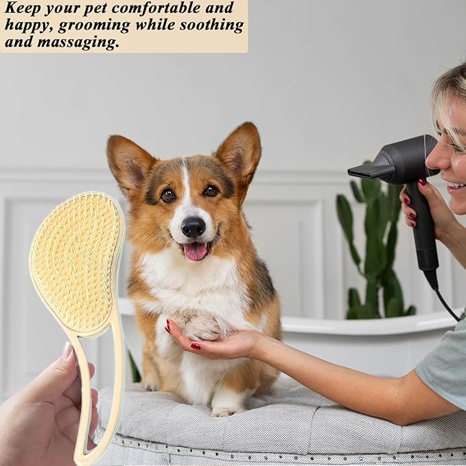 Dog Grooming Brush, Soft Puppy Massage Brush, Pet Hair Bathing Brush Comb, Hangable Grooming Tool for Poodles, Teddy, Yorkies, Maltese, Shih Tzu, Chihuahua (Cream White)