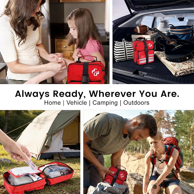 450 Piece Premium First Aid Kit, Water-Resistant Emergency Medical Kit with MOLLE System for Car, Home, Travel, Camping, Hiking & Outdoor Preparedness