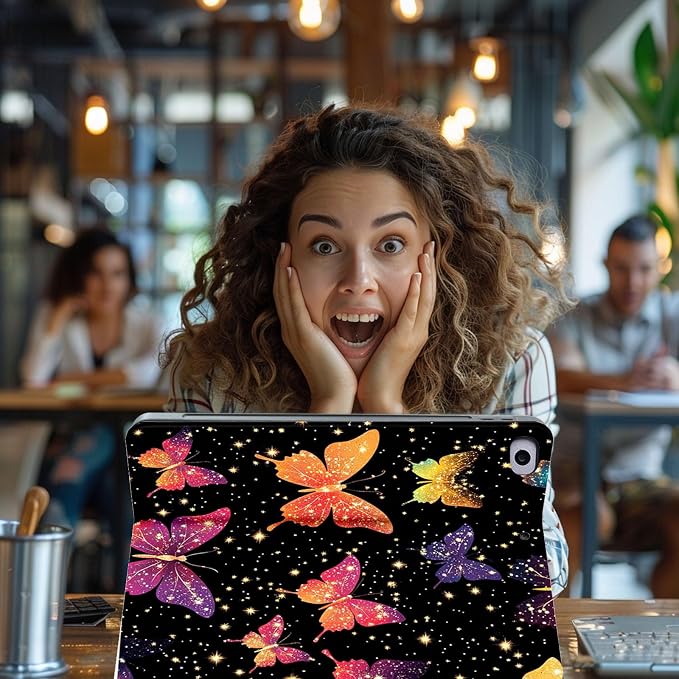 for Microsoft Surface Pro 11/10/9-13" 2024/2022 Tablet Case,Auto Wake/Sleep,Adjustable Stand Protective Cover - Colorful Butterfly Glitter