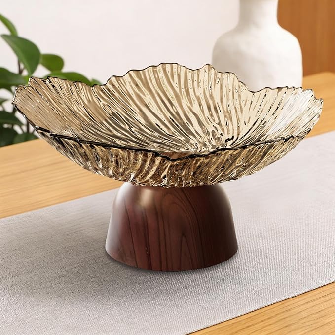 Pedestal Fruit Bowl: Elegant Fruit Bowl with Stand, Decorative Serving Tray And PET Organizer for Dining And Home Parties, gold