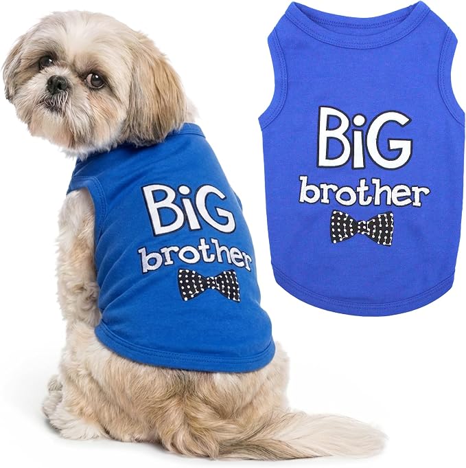 Parisian Pet Dog Shirt – 100% Cotton Shirts for Medium Dogs – Blue Sleeveless Puppy Clothes – Lightweight and Breathable Dog Apparel – Boy Big Brother Dogs Clothes - Stretchy Pet T Shirts